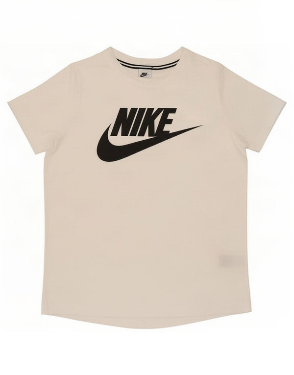 Damska koszulka oversize z grafiką Nike, UK 16, duża, biała, poliestrowa