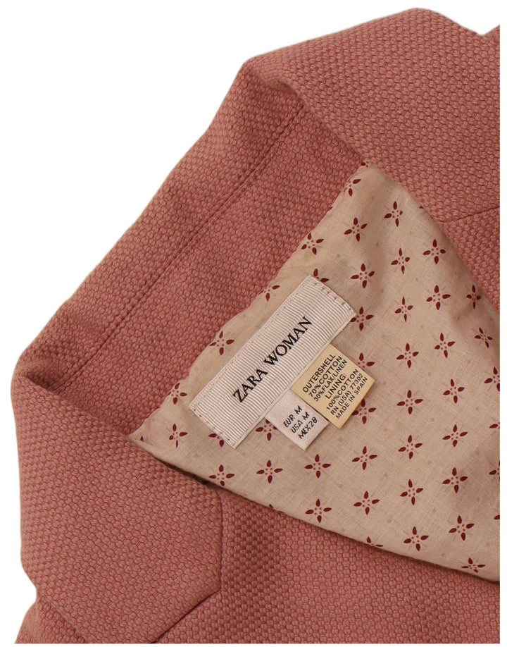 ZARA Womens Overcoat UK 12 Medium Pink Cotton
