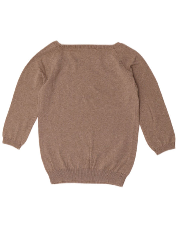Damski sweter Zara z rękawami 3/4 i dekoltem w łódkę, UK 12, średnioszary, bawełniany