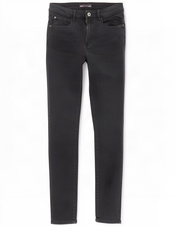 Marks & Spencer Damskie Skinny Jeans UK 10 Small W26 L28 Czarna Lycra