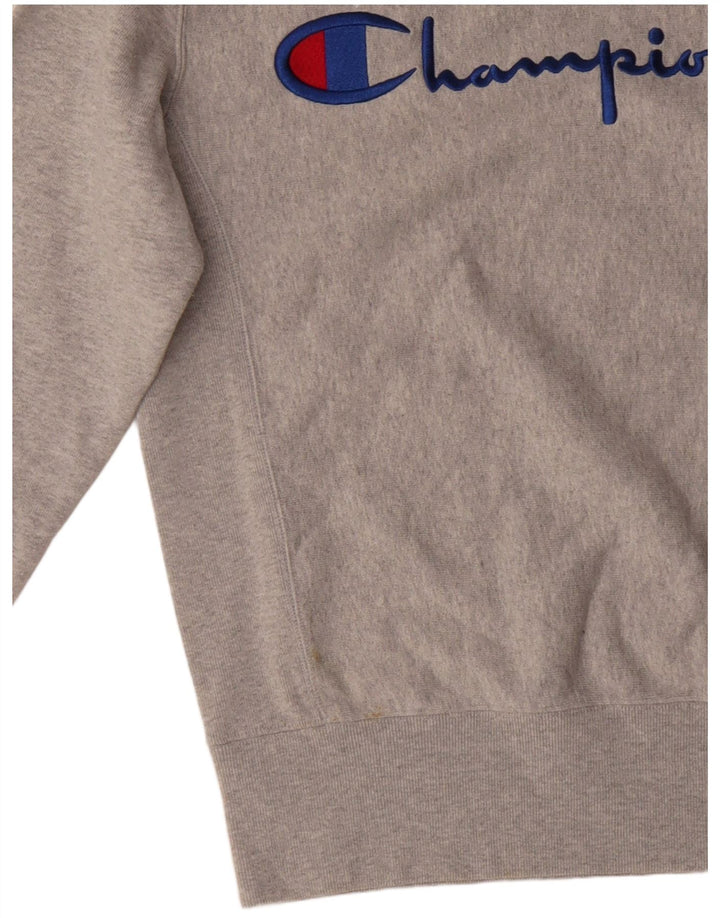 Męska bluza Champion z grafiką, mała, szara, nakrapiana bawełna