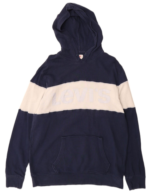 Męski sweter z kapturem Levi's XL, granatowy, z blokami kolorów, bawełniany