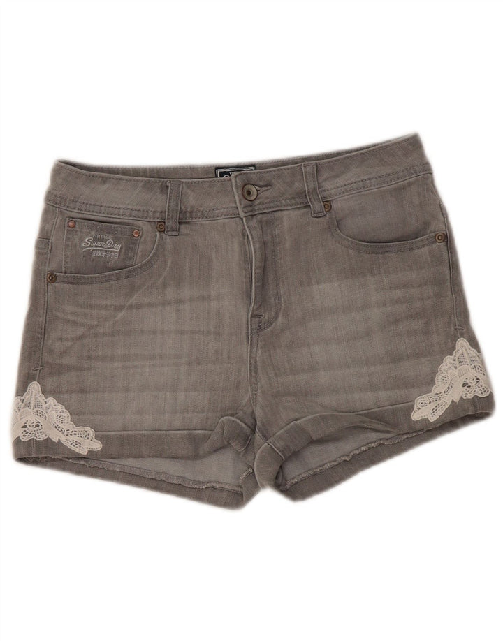Damskie spodenki jeansowe Superdry W30 Średnioszare, bawełniane