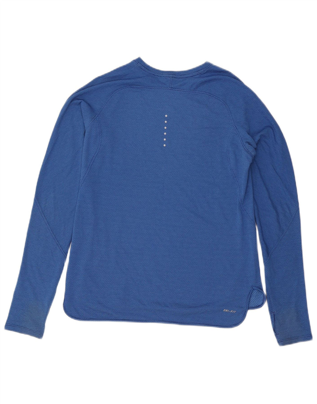 Damska koszulka Nike Dri Fit z długim rękawem, UK 14, duży niebieski poliester w prążki
