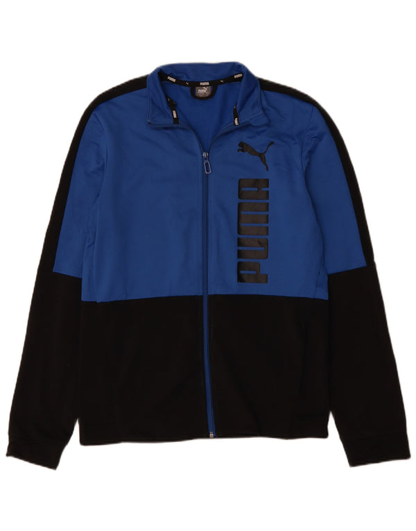Chłopięca kurtka dresowa Puma z grafiką, 15-16 lat, niebieska, z blokami kolorów