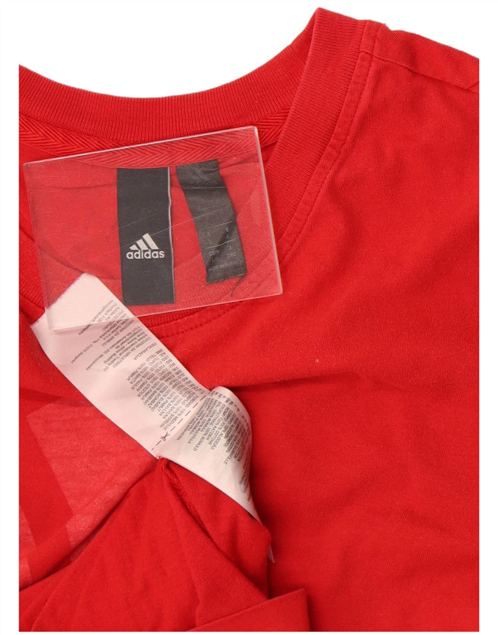 Męska koszulka z grafiką Adidas, duża, czerwona, bawełniana