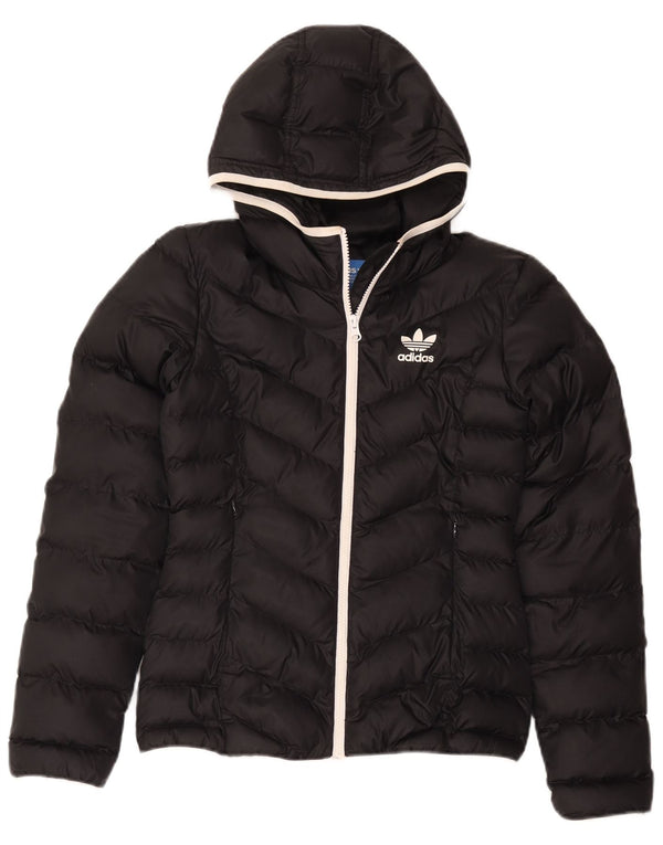 Damska wyściełana kurtka z kapturem Adidas UK 6 XS Czarny poliester