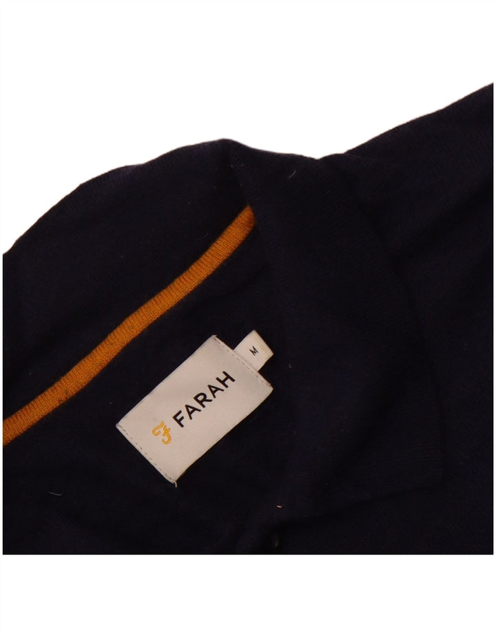 Męski sweter polo Farah z krótkim rękawem i dekoltem w kolorze średniego granatu