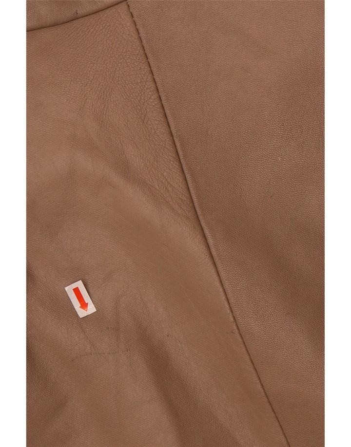VINTAGE Womens Oversized Leather Jacket EU 38 Small Brown Leather