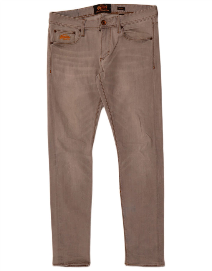Damskie jeansy Superdry Slim W32 L30 Szara bawełna