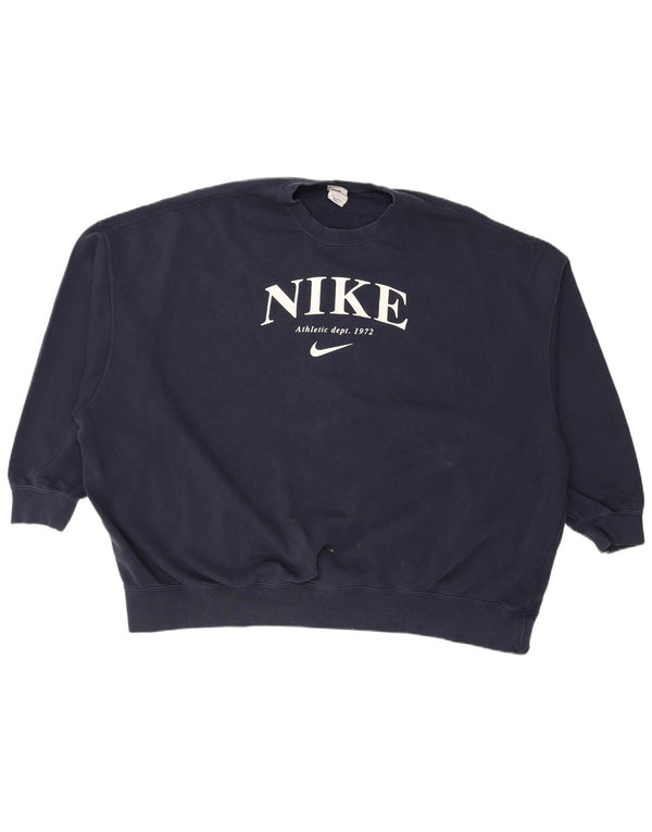 Damski sweter oversize z grafiką NIKE UK 16, duży, granatowy