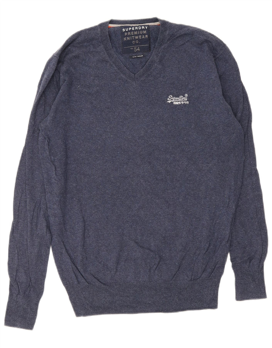 Męski sweter Superdry z dekoltem w kształcie litery V, średni granatowy, bawełniany