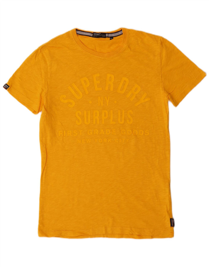 Męska koszulka z grafiką Superdry, średnia, żółta bawełniana nakrapiana koszulka