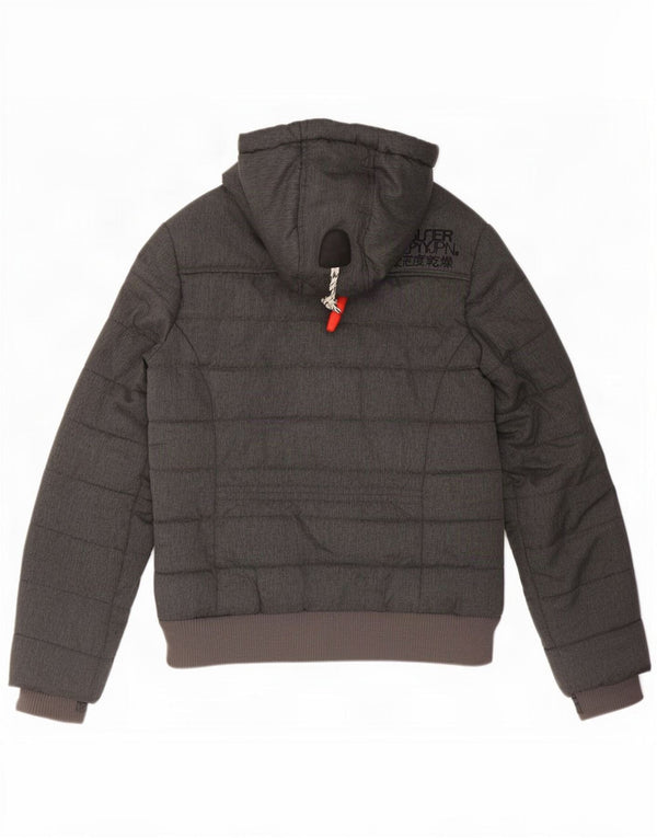 Damska ocieplana kurtka z kapturem Superdry UK 10 Small Szara Poliester