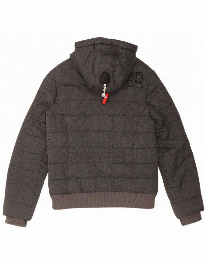 Damska ocieplana kurtka z kapturem Superdry UK 10 Small Szara Poliester
