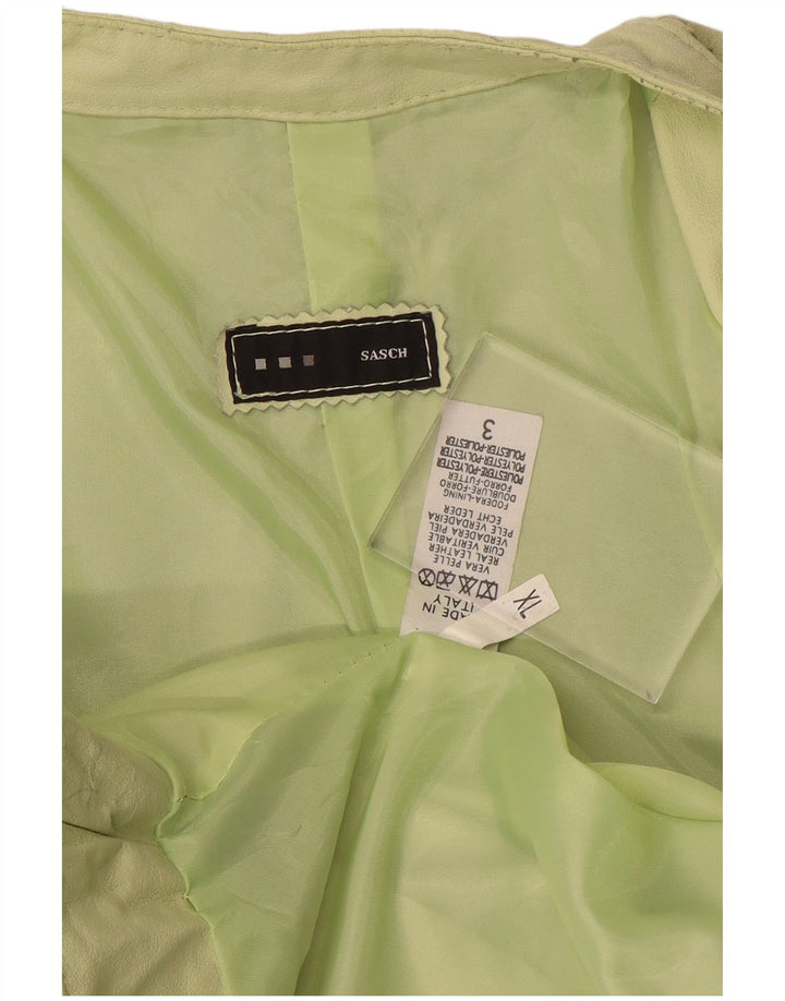 Damska kurtka skórzana Sasch Crop UK 18 XL, zielona skóra