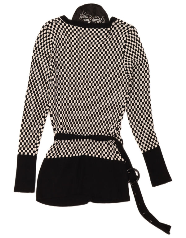 Sweter damski Guess Cardigan UK 14, duży, czarny, geometryczny, wiskoza