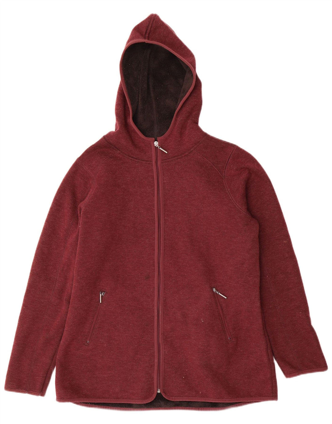 Marks & Spencer Damski sweter z kapturem i zamkiem, UK 16, duży, bordowy poliester