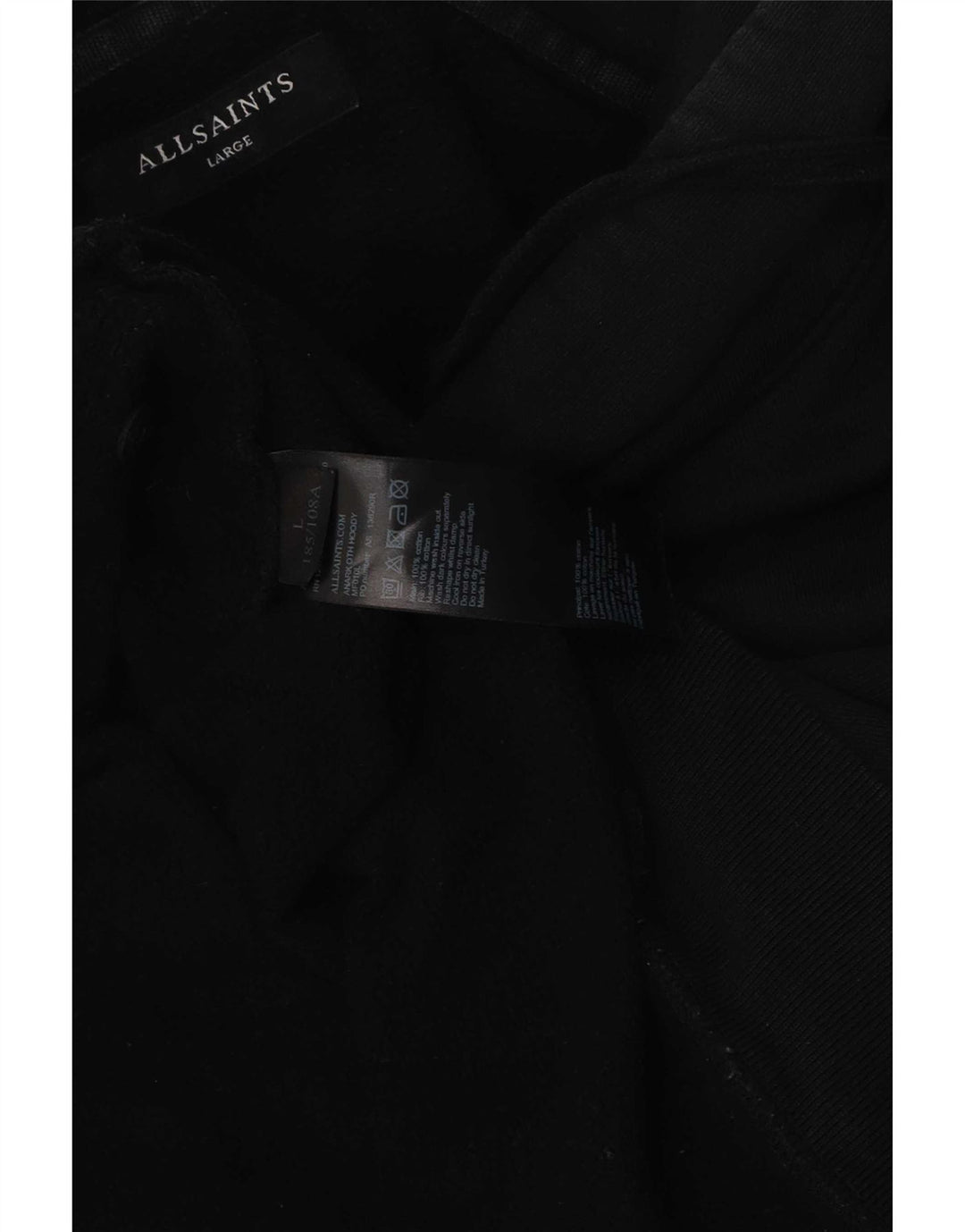 Męski sweter z kapturem All Saints, duży, czarny, bawełniany