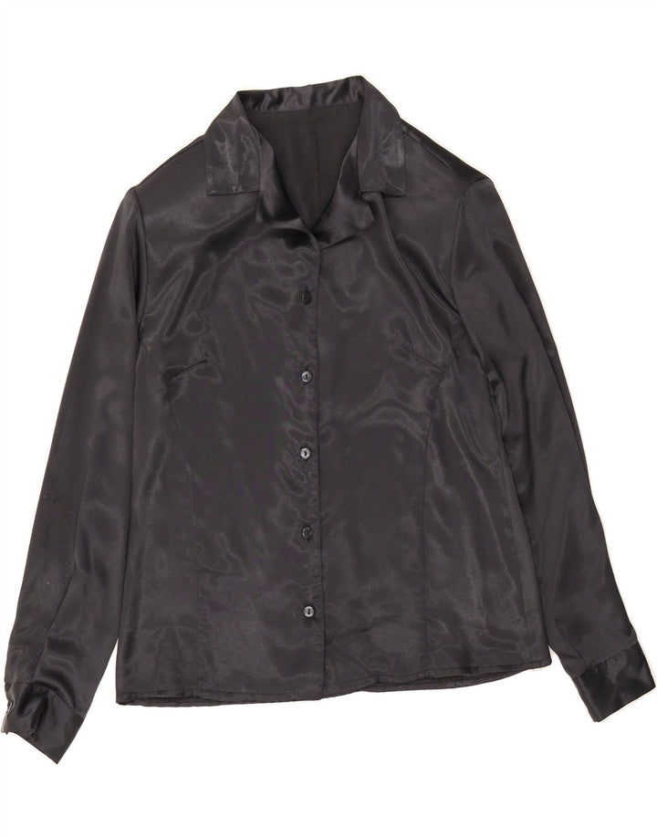 VINTAGE Womens Shirt Blouse UK 16 Large Black Polyester Vintage Vintage and Second-Hand Vintage from Messina Hembry 