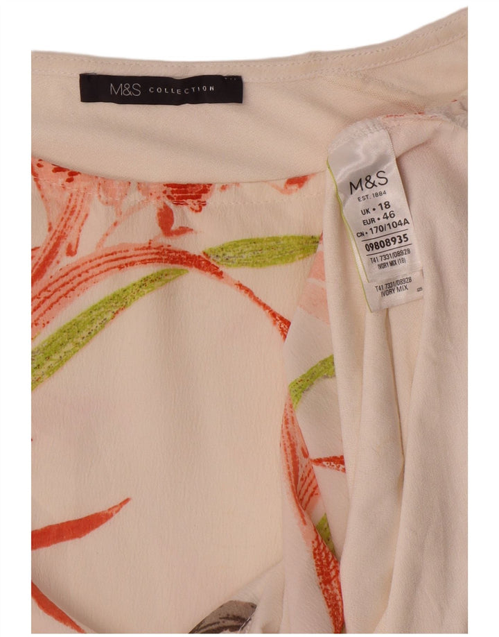 Marks & Spencer Damska bluzka Top UK 18 XL Złamana biel w kwiaty Poliester