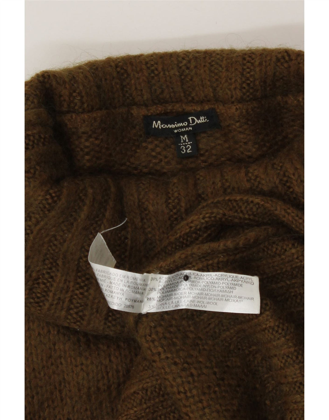 Sweter damski Massimo Dutti z wywijanym dekoltem UK 12, średni khaki, akryl