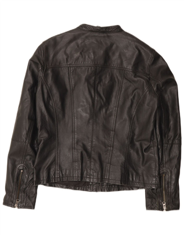 Vintage damska skórzana kurtka motocyklowa UK 14, duża czarna skóra