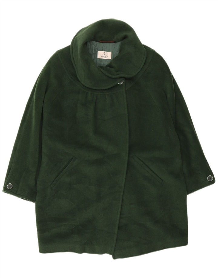Vintage damski płaszcz oversize UK 18 XL, zielona wełna