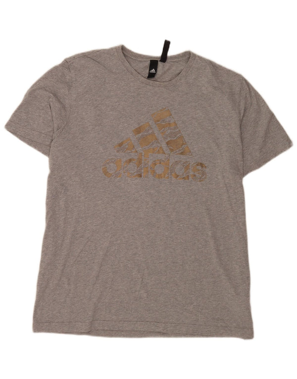 Adidas Męska koszulka graficzna Top XL Szara, nakrapiana bawełna