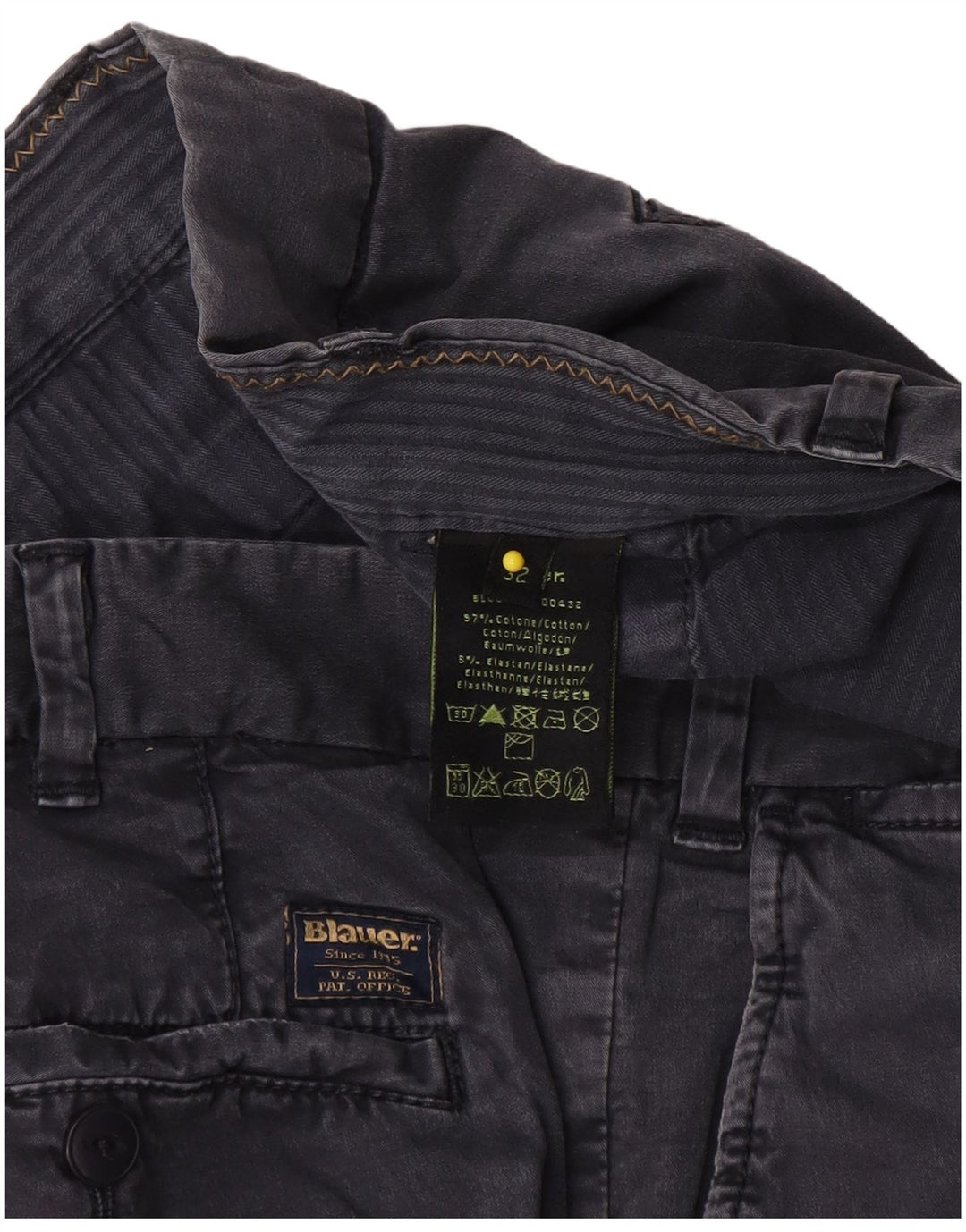 Blauer Mens Slim Chino Trousers W32 L33 Navy Blue Cotton