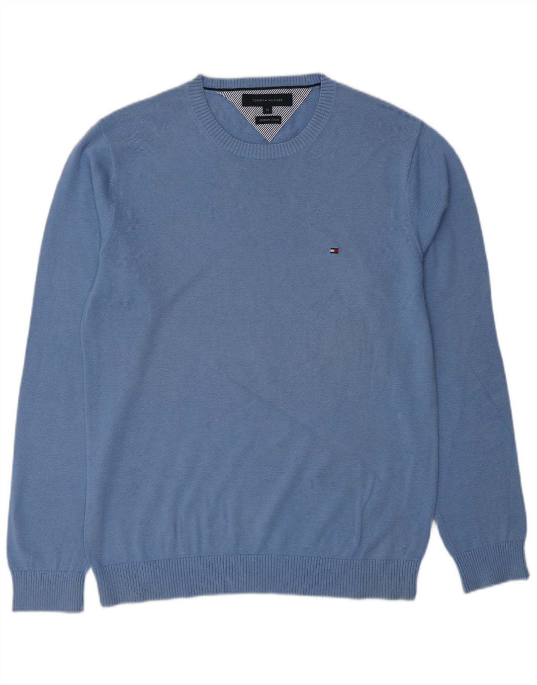 Męski sweter z okrągłym dekoltem TOMMY HILFIGER w kolorze średnioniebieskim