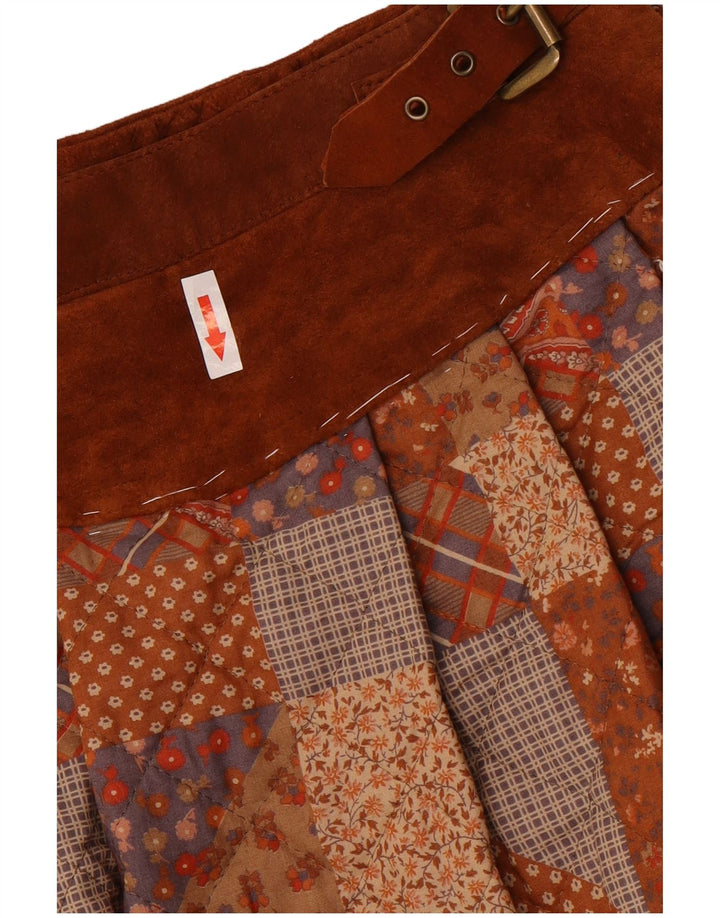 Damska rozkloszowana spódnica Sportmax UK 12 Medium W24 Brązowy patchworkowy poliester