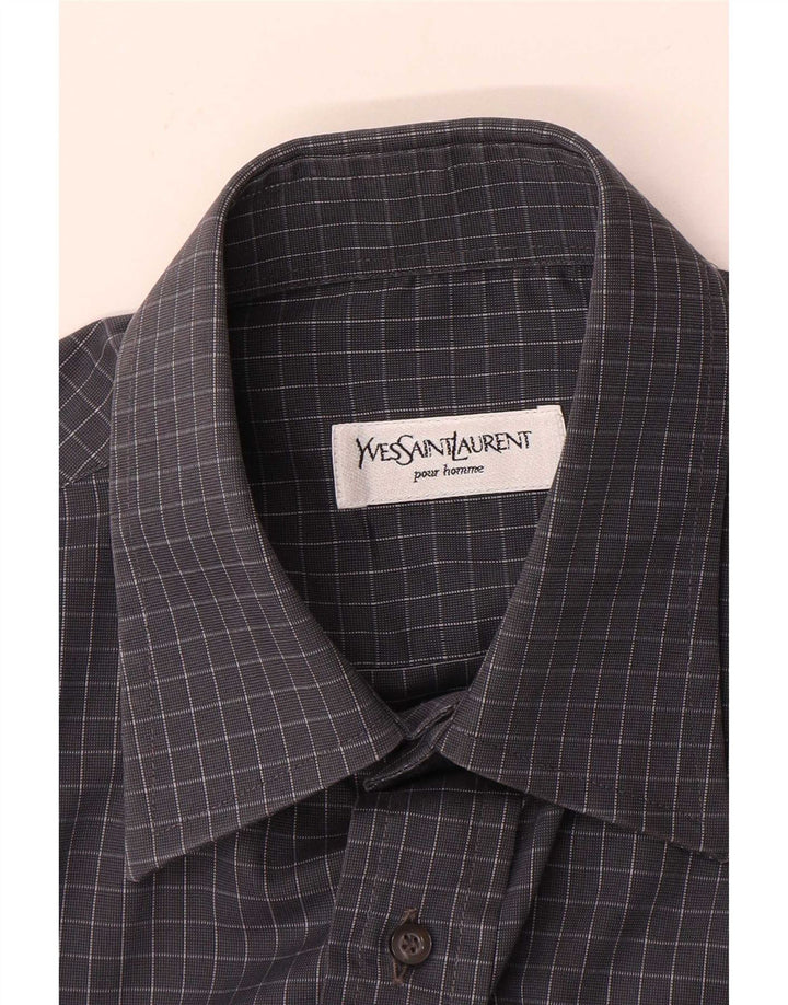 Koszula męska Yves Saint Laurent, rozmiar 40 15 3/4, średnia szara kratka