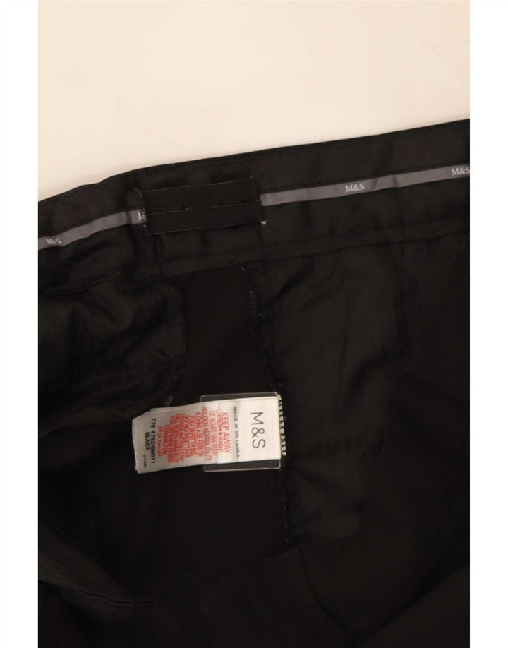 Męskie proste spodnie garniturowe Marks & Spencer W34 L29 Czarne