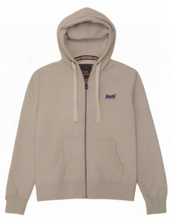 Męski sweter z kapturem i zamkiem Superdry XL, szara, bawełniana w plamki