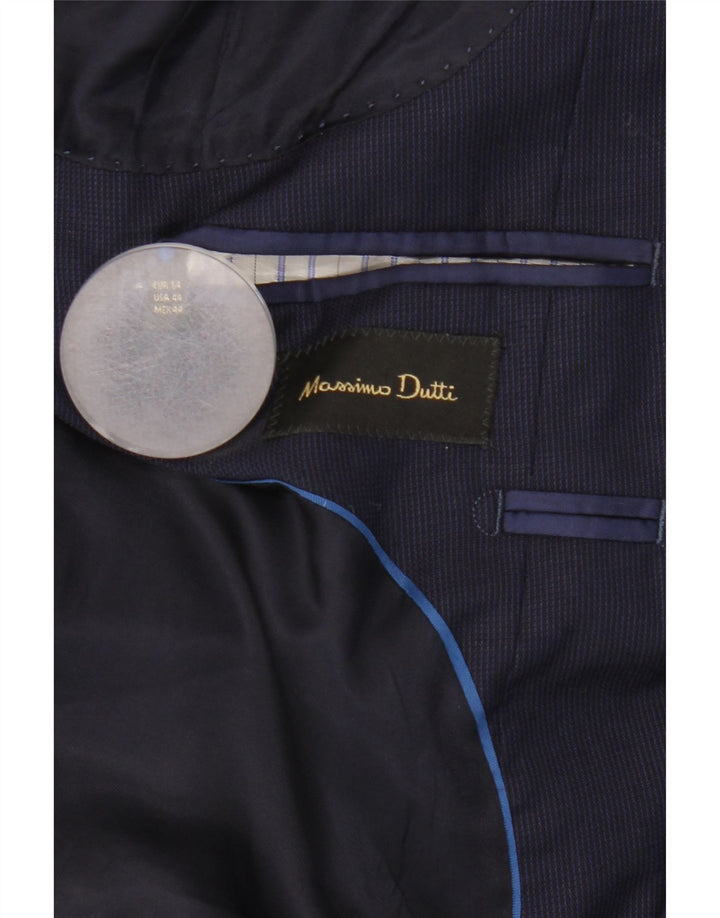 Męska marynarka zapinana na 2 guziki Massimo Dutti EU 54 XL Granatowa wełna