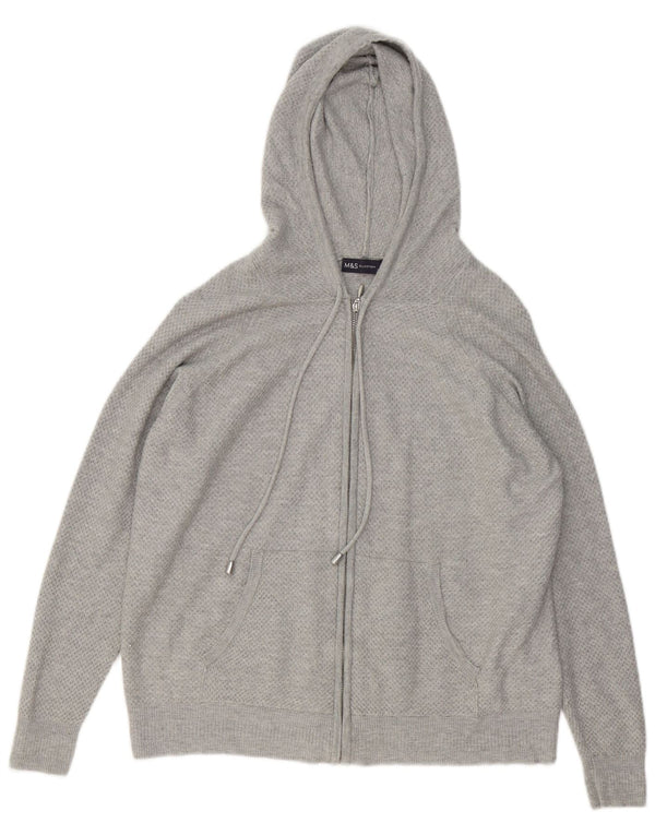 Damski sweter z kapturem i zamkiem Marks & Spencer UK 14 Średni szary wiskoza