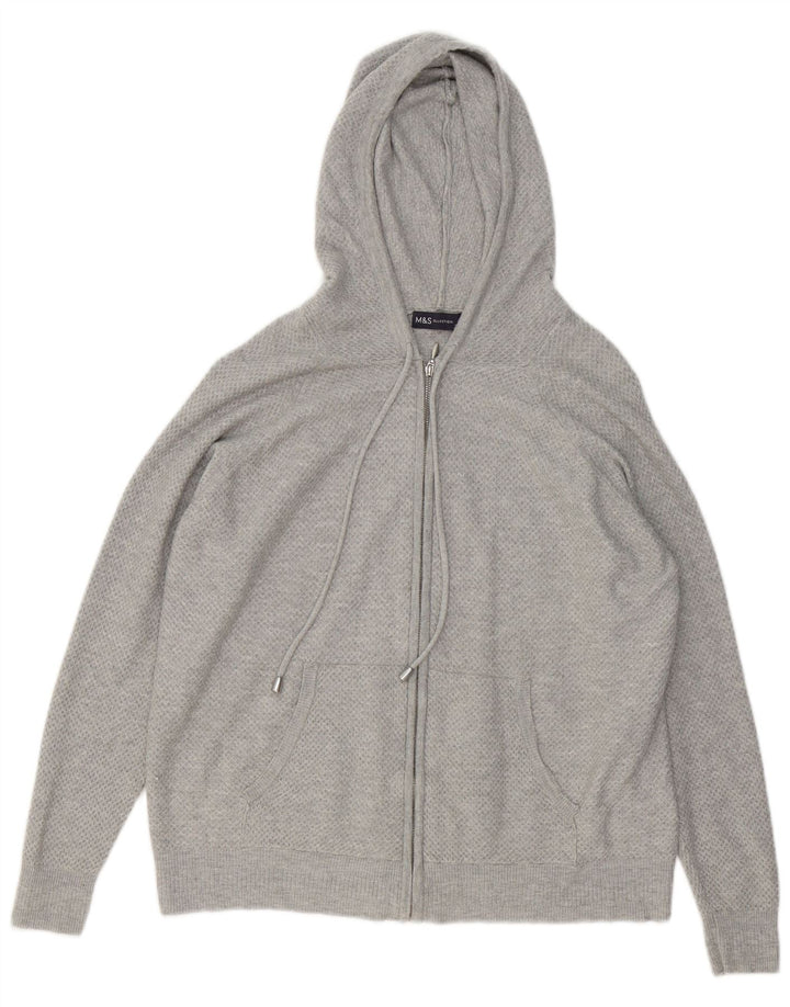 Damski sweter z kapturem i zamkiem Marks & Spencer UK 14 Średni szary wiskoza