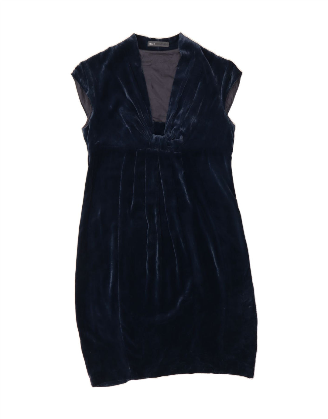 TRUSSARDI Womens Sleeveless Sheath Dress IT 42 Medium Navy Blue Viscose Vintage Trussardi and Second-Hand Trussardi from Messina Hembry 