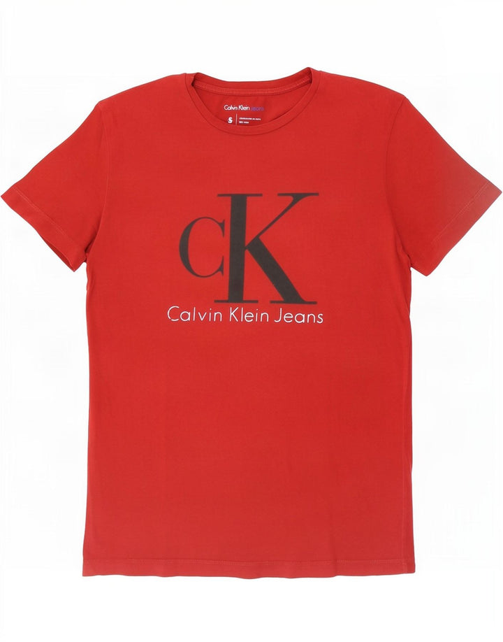 Męski T-shirt z grafiką Calvin Klein Jeans, mały, czerwony