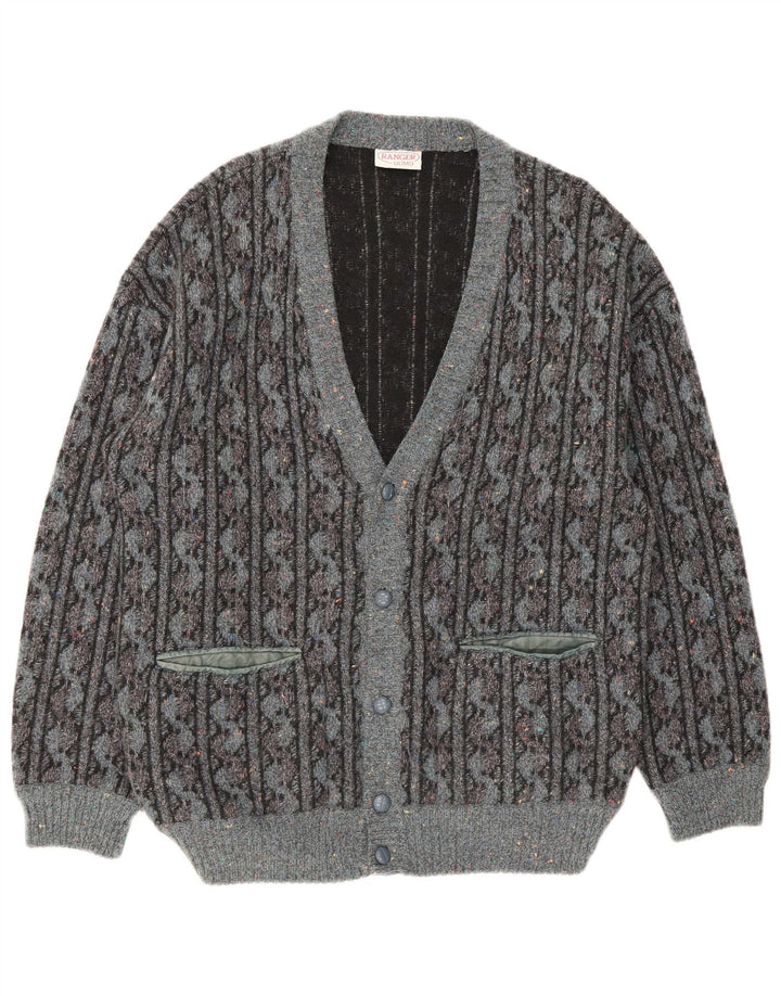 Męski sweter rozpinany Ranger IT 52, duży, szary, geometryczny, wełniany