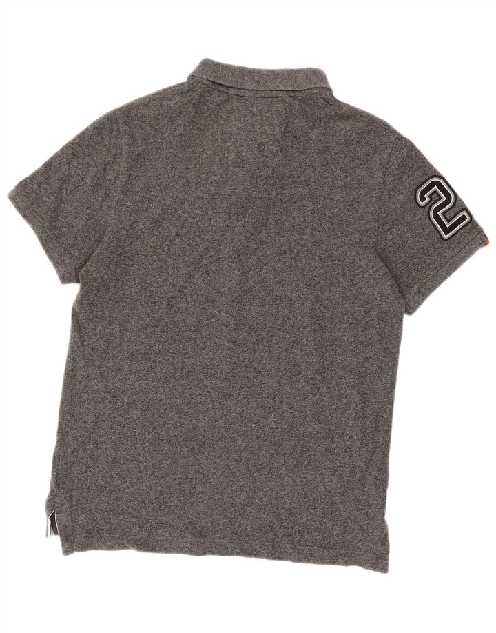 Męska koszulka polo Superdry z grafiką XL, szara, bawełniana