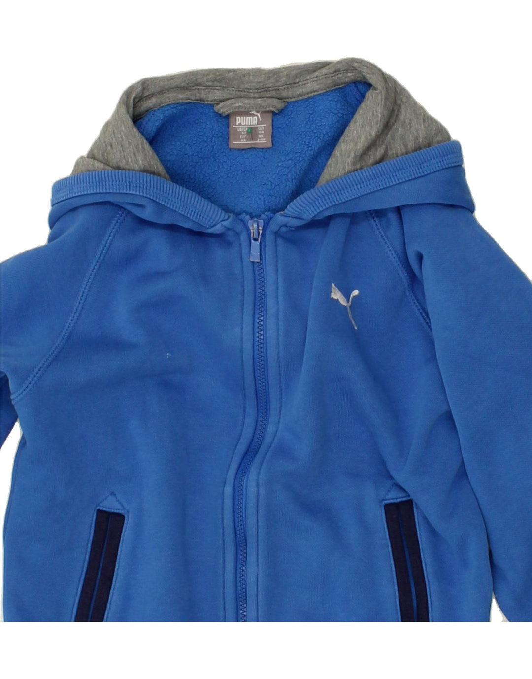 PUMA Boys Zip Hoodie Sweater 3-4 Years Blue Cotton Vintage Puma and Second-Hand Puma from Messina Hembry 
