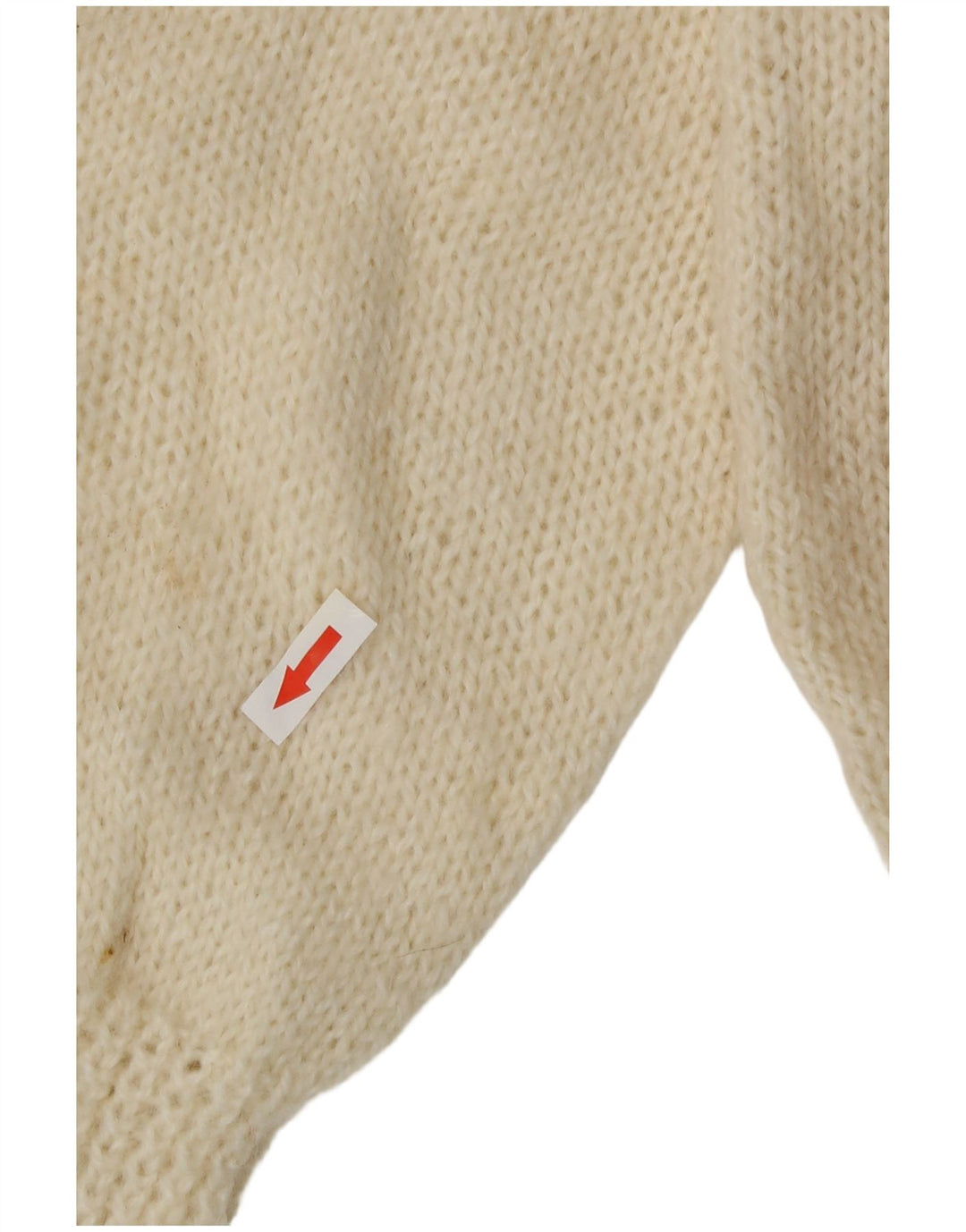 Sweter damski w stylu vintage z golfem UK 14, średni, złamany biały geometryczny