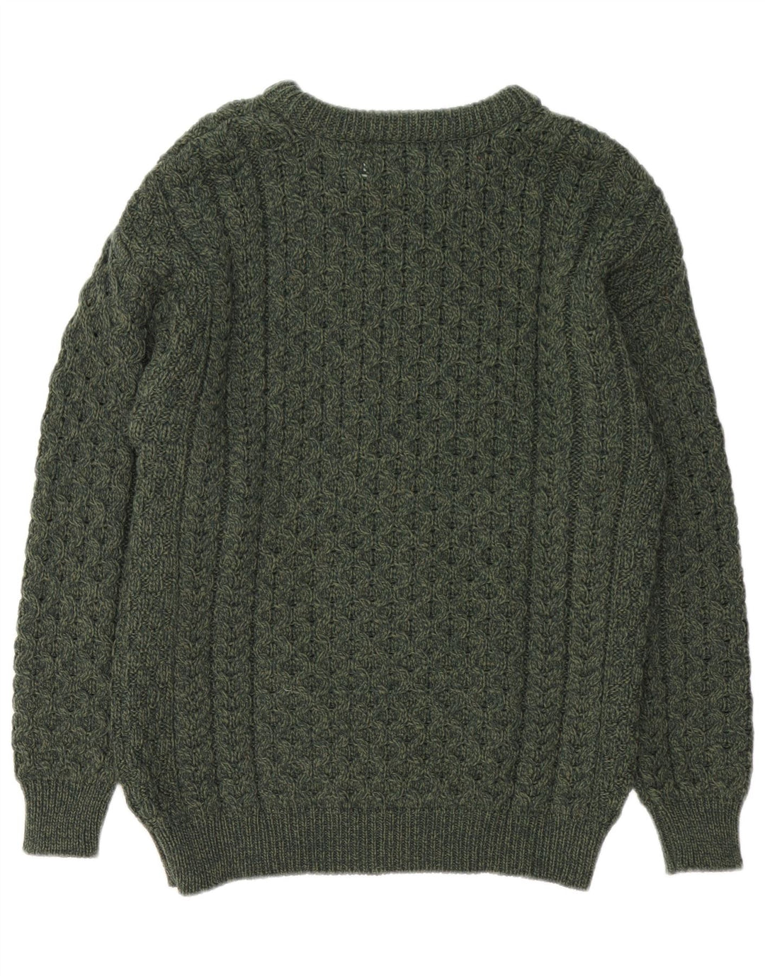 Aran Crafts Męski sweter z dekoltem w łódkę Średni zielony wełna merynosów