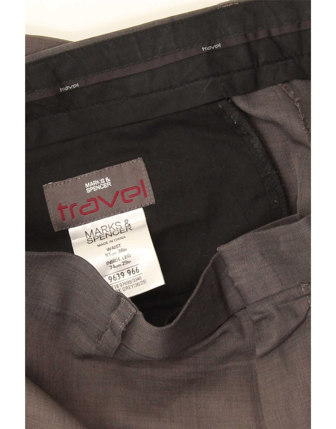 Męskie proste spodnie chino Marks & Spencer W36 L29 Szary poliester