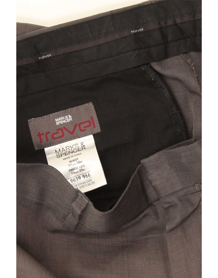 Męskie proste spodnie chino Marks & Spencer W36 L29 Szary poliester
