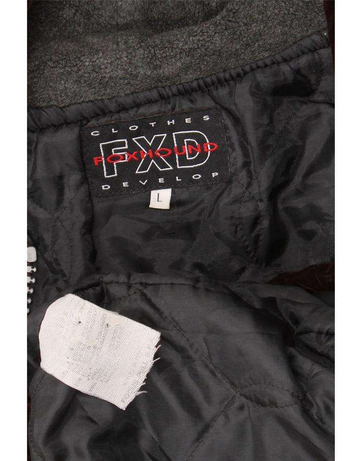 Męska kurtka bomberka z kapturem Foxhound UK 40, duży, brązowy poliester z blokami kolorów