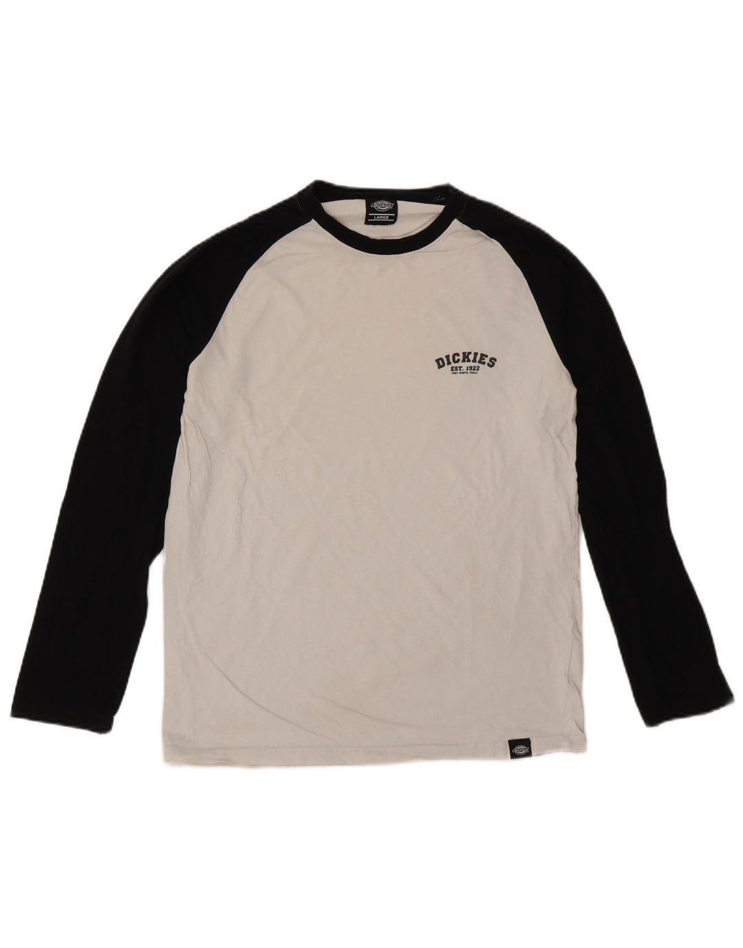 Męski top Dickies z długim rękawem, duży, biały, bawełniany z blokami kolorów