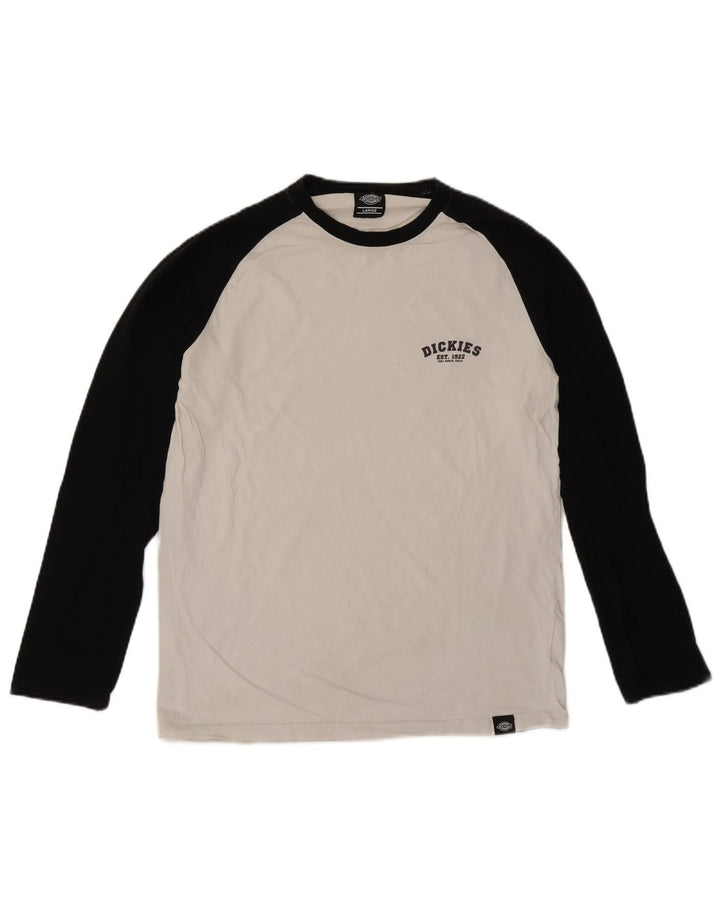 Męski top Dickies z długim rękawem, duży, biały, bawełniany z blokami kolorów